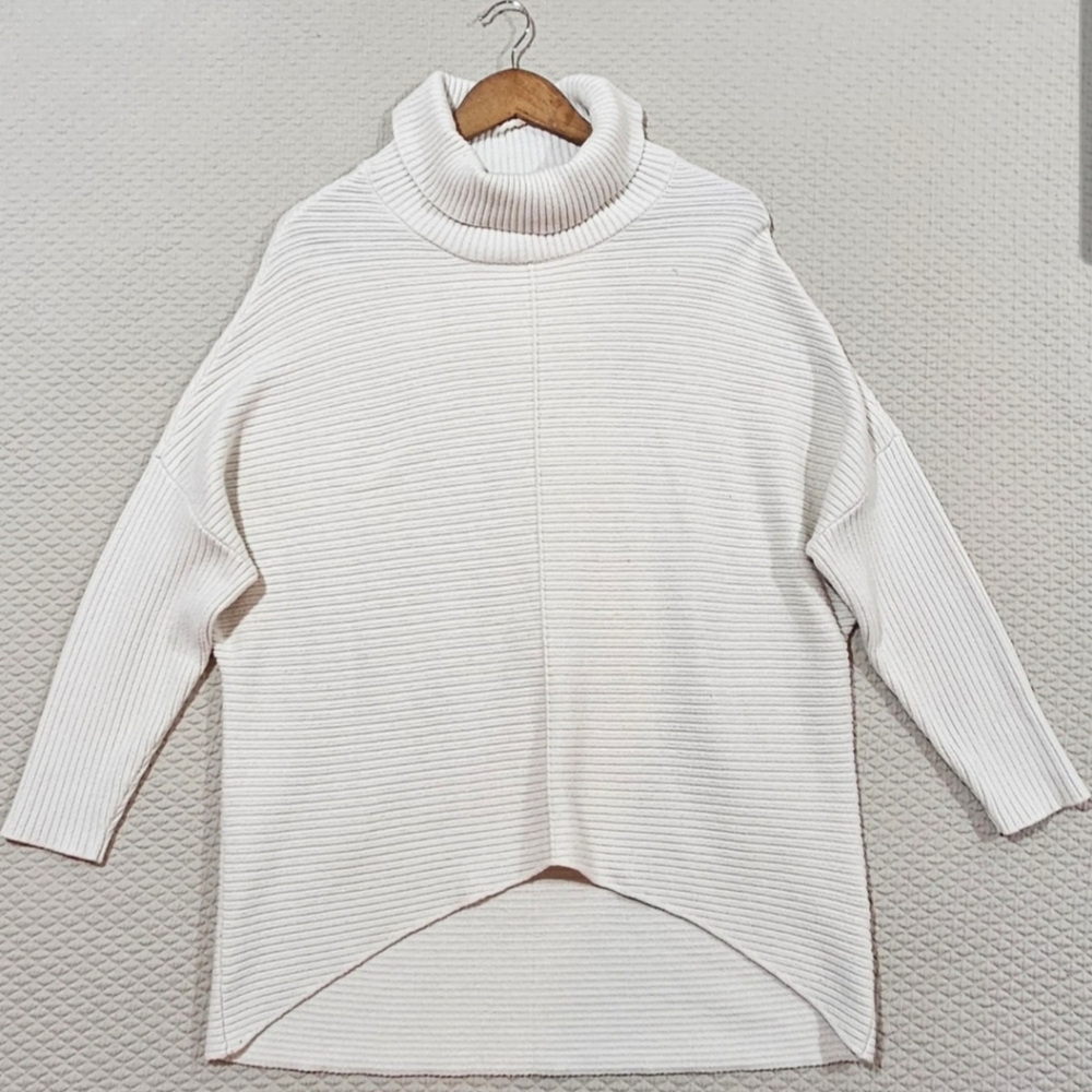 Cyrus Cream Turtleneck Oversized Soft Knit High-Low Sweater Nordstrom Size M